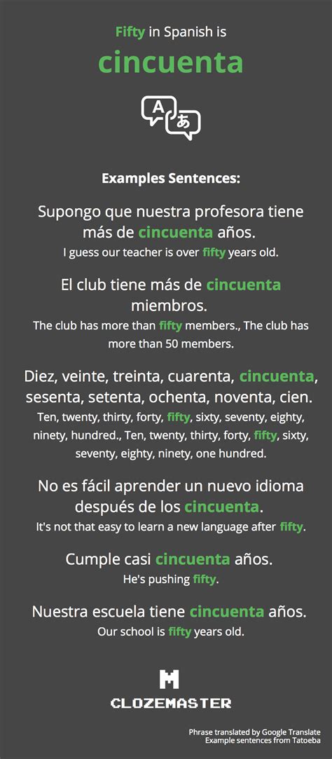 Spanish translation of 'fifty' .